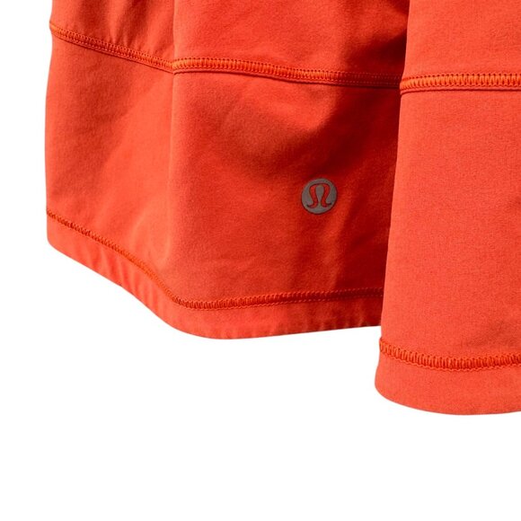 Lululemon Pace Rival Mini Skirt Solid Orange Athletic Ribbed Zip Pocket Sz 4 - Picture 4 of 7